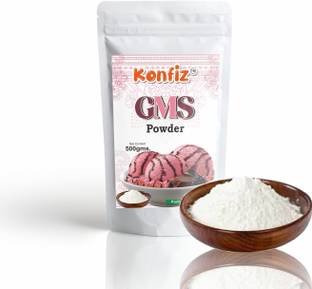 KONFIZ GMS Powder (Glycerol Monostearate) 500G for Ice Creams & Baking Glycerol Monostearate (GMS) Powder
