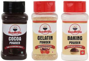 foodfrillz Cocoa powder Gelatin Powder & Baking Powder combo pack of 3 Cocoa Powder