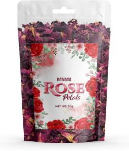 HARIBAS Sun Dried Rose Petals (Gulab Patti) 50g For Herbal Tea, Beautiful Hair & Skin , Topping Semi Solid