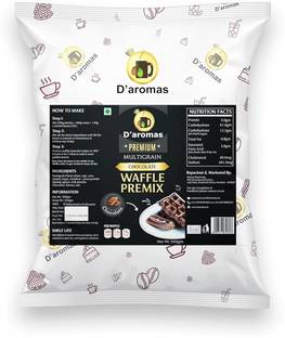 D'aromas Premium Chocolate Multigrain Waffles Premix 500g, 100%Veg Instant Waffle Powder Baking Powder