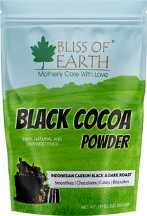 Bliss of Earth Black Cocoa Powder Unsweetened Carbon Black Dark Roast for Cooking & Baking 500G Cocoa Powder
