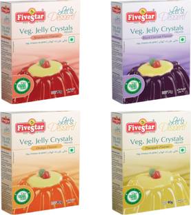 Five Star Veg Jelly Crystals-Strawberry, Black Currant, Orange, Pineapple (90g x4) Jelly Crystals