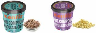 KONFIZ Dark Choco Chips & White Choco Chips combo pack-100 grams each Choco Chips Solid