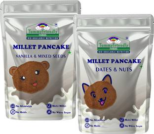 TummyFriendly Foods Millet Pancake Mix - Dates, Nuts, Seeds. HealthyBreakfast. 2 Packs 150g Each Cocoa Powder