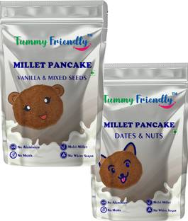 TummyFriendly Foods Millet Pancake Mix - Dates, Nuts, Seeds. HealthyBreakfast. 2 Packs 150g Each Cocoa Powder