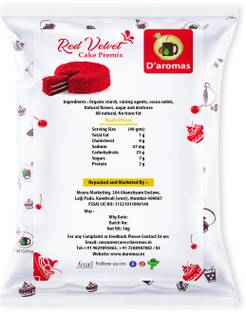 D'aromas Red Velvet Cake Premix 1kg, Instant Eggless Cake Premix Powder Baking Powder