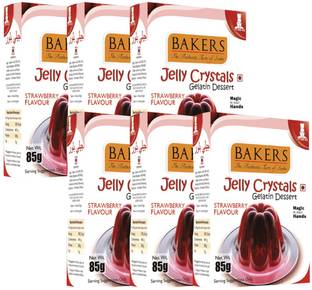 Bakers Jelly Crystals (Gelatin Dessert) |Orange Flavour | Non-Vegetarian |Pack Of 4 Jelly Powder