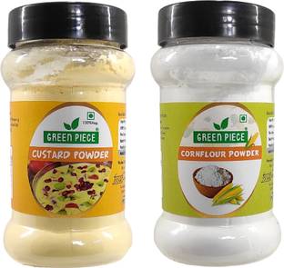 GREEN PIECE Custard Powder & Cornflour Powder/Corn Strach/Makkai Powder (100gm).(Pack of 2) Custard Powder