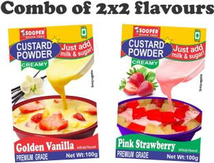 SOOPER CUSTARD POWDER 2 VANILLA 2 STRAWBERRY COMBO 100g x 4 PACKS Custard Powder