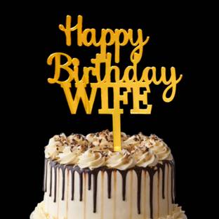 Party Decorz Happy Birthday Wife 5 Inch Acrylic Cake Topper