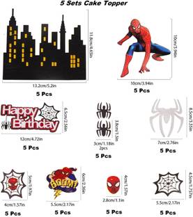 RG Accessories Spiderman Theme Cake Topper For Birthday Cake Decoration 5 Sets Cake Topper