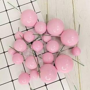shizal 20 pcs Pink faux balls topper Cake Topper