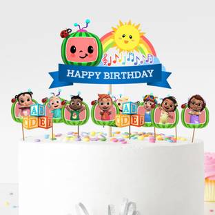 Suruchi Strokes cocomelon Theme Birthday Decorations party items Cake Topper