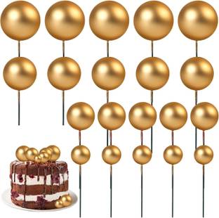 JAMBOREE 20 Pcs gold faux Ball Cake Topper, Gold Balls for Cake Decorating Cake Toppers Cake Topper