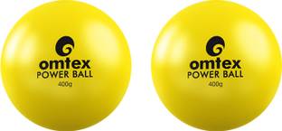 omtex Weighted Powered Balls 400 g for Hitting, Batting and Pitching Training - Yellow Cricket Rubber Ball