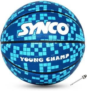 SYNCO Young Champ Series | Basketball for Kids age 4-8 years | Soft Rubberised | Blue Basketball - Size: 3
