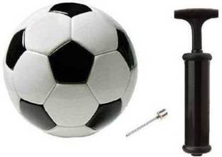BBTR SPORTS COMBO BLACK & WHITE SYNTHETIC RUBBER FOOTBALL WITH AIR PUMP Football Football - Size: 5