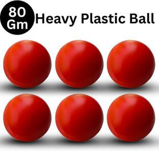 Nongi Heavy Plastic Ball Red Non Toxic (Pack of 6 | 80gm Per Ball) Cricket Training Ball