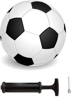 HACKERX COMBO BLACK & WHITE SYNTHETIC RUBBER FOOTBALL WITH AIR PUMP Football - Size: 5 Football - Size: 5