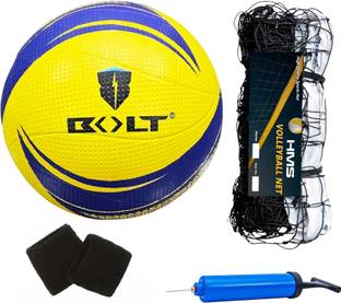 BOLT Combo Volleyball Twister with Net 360N, Pump&Wrist Band(Ball+Net+Pump+WristBand) Volleyball - Size: 4