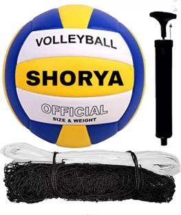 Sumangalam SHORYA VOLLEYBALL WITH AIR PUMP AND NYLON NET Volleyball - Size: 4