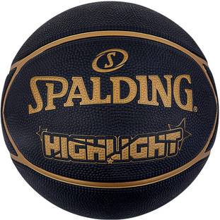 SPALDING Highlight Rubber Basketball (Black/Gold) Basketball - Size: 7