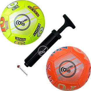 KARBD Hand Stitch PVC Small Kids Soccer Ball Combo with Air Pump & Needle Pin 12 Panel Football - Size: 1