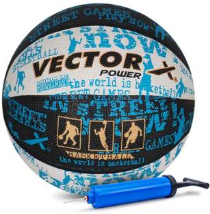 VECTOR X Power Rubber Moulded Indoor/Outdoor ball with Pump Basketball - Size: 7