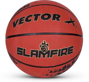 VECTOR X Slamfire 8 Panel Rubber Moulded Indoor Outdoor Ball Suitable for Practice Match Basketball - Size: 7