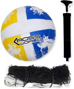 SHORYA KROSSWORLD HAND STITCHED SUPER SOFT VOLLEYBAL WITH NYLON NET & WITH AIR PUMP Volleyball - Size: 5