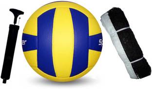 ट्रेडर्स स्वाती Volleyball size-5 with combo pack nylon net and air pump ( pack of 3 ) वॉलीबाल - साइज़ : 5