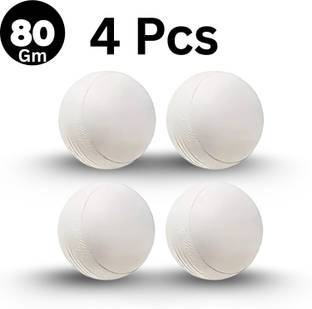 Nongi Heavy Plastic Ball White Non Toxic (Pack of 4 | 80gm Per Ball) Cricket Training Ball