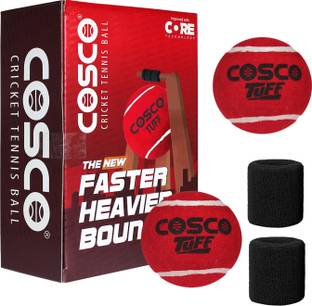 COSCO Cricket Tennis Balls (Pack of 6), Wrist Band Cricket Synthetic Ball