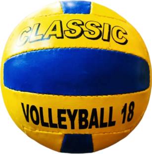 HOC CLASSIC HAND STITCHED BLUE AND YELLOW VOLLEYBAL SIZE-4 Volleyball - Size: 4