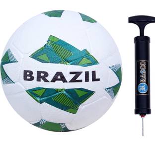 RASCO BRAZIL MACHINE STITCHED FOOTBALL WITH BLACK PUMP SIZE 5 Football (WHITE) Football - Size: 5