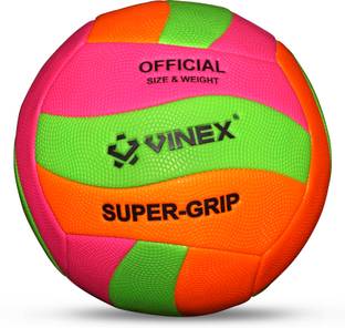 VINEX Super Grip Volleyball– Durable Machine-Stitched Ball with Neon Grain Texture Volleyball - Size: 5