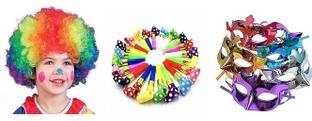 Blooms Mall Printed Holi Cap,Multicolor Mask,Blowout Whistle - Perfect for Holi Party Balloon