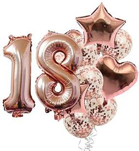 PopTheParty Solid 18 Number rose gold foil balloon Balloon