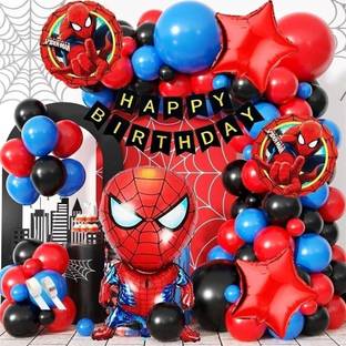 PopTheParty Printed spiderman birthday decoration avengers theme combo kit for boys girls Balloons Balloon
