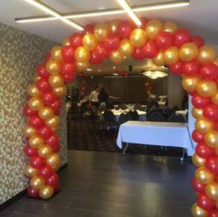 TRISHRA Solid Metallic Golden and Red Balloons for Decoration Combo Pack of 50 Balloon