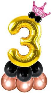 SOI Solid Numbers 3 Balloons For Party Decorations For Birthday Anniversary Baby Shower Balloon