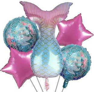 PARTY BREEZE Solid mermaid theme birthday decorations items combo kit set part supplies Balloon