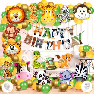 Balloon and you Solid Jungle Safari Animal Theme birthday decoration kit combo Balloon