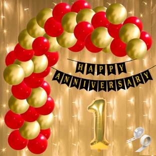 FLICK IN Solid 1st Anniversary Decoration Items Happy Anniversary Decoration Items for Home Balloon