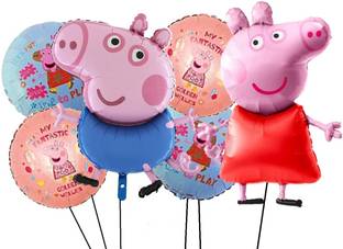 Bash N Splash Printed Helium Quality Twins Peppa Pig & George Pig Theme Party Balloon Birthday decor Balloon Bouquet