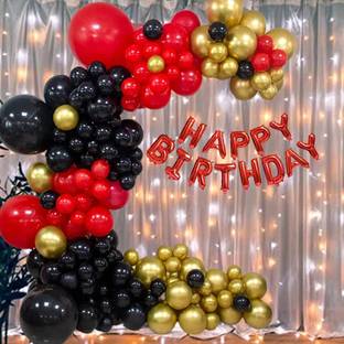 DAY DECOR Solid Happy Birthday Decoration Items Balloons for Bday Decoration Kit - Pack of - 96 Balloon