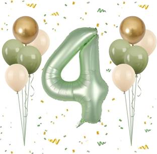 Bash N Splash Solid 4th BIRTHDAY ANNIVERSARY 32" NUMBER BALLOON PARTY DECOR SAGE GREEN NUMBER Balloon Bouquet