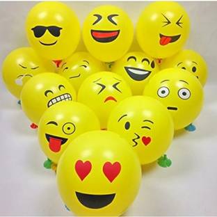 FLIPZONE Solid Emoji Balloons Latex Yellow Emoji Smiley Balloons (Pack Of 90) BALLOONS
