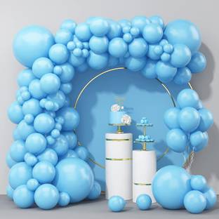 Giftzadda Printed Blue Pastel Balloons 50pcs for Birthday Anniversary Party Decoration Balloon