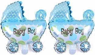 Rozi Decoration Printed 27 inch Foil Balloons / Baby Arrival Boy and Girl Foil Balloon For Baby Shower Decoration Pack of 2 (Pram- Boy) Balloon